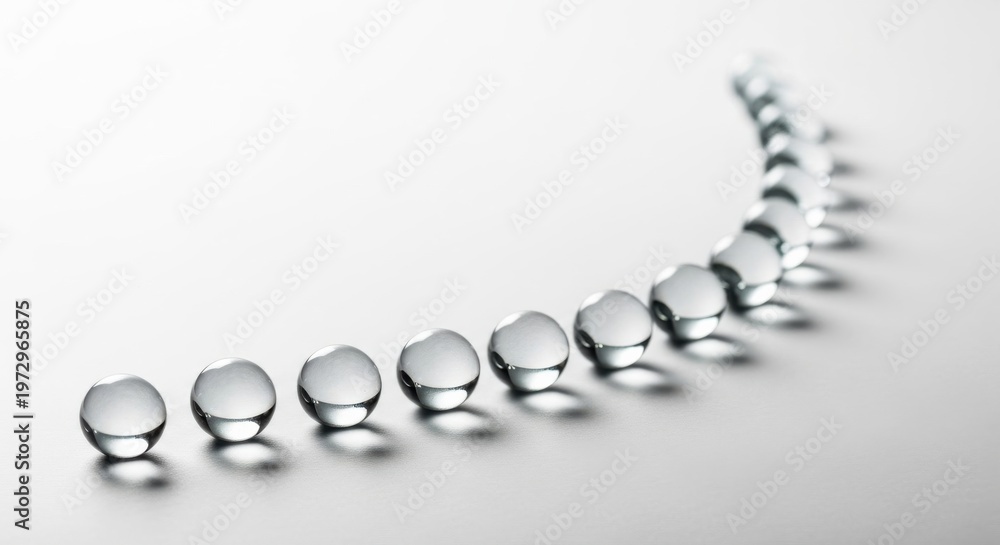Obraz premium Row of Clear Water Droplets on a Smooth Surface