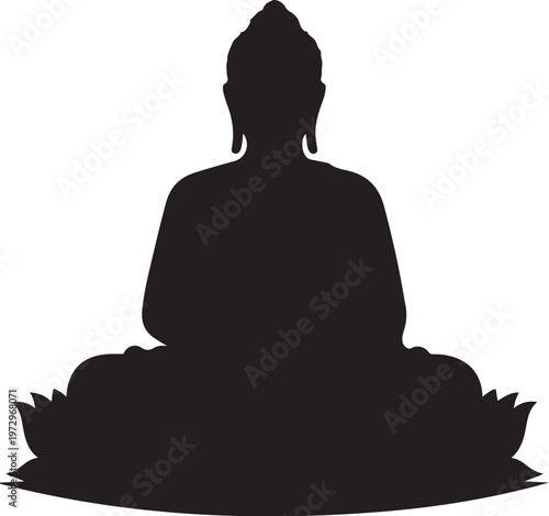 Black silhouette of buddha sitting in lotus position