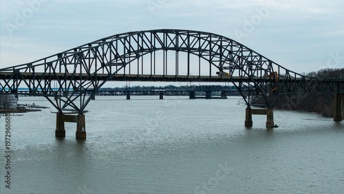Aerial view featuring the Thomas J. Hatem Bridge Along the Susquehanna River in Maryand