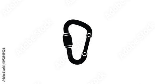 A black carabiner isolated on a white background representing safety