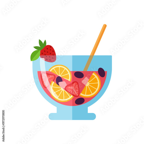 Vector Fruit Punch Bowl Illustration