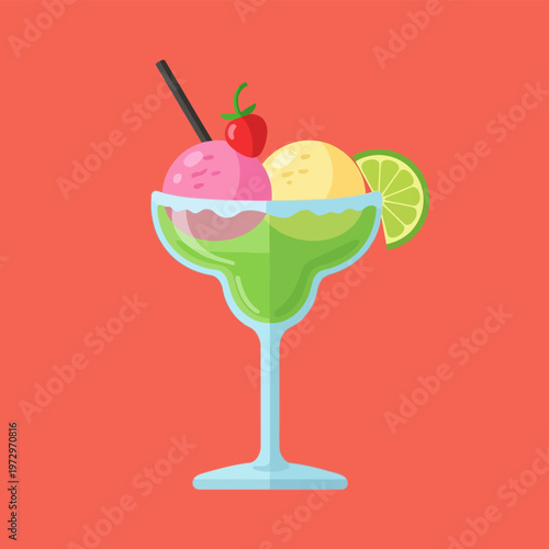 Margarita Ice Cream Dessert Illustration