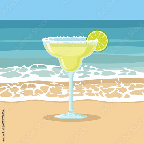 Margarita cocktail glass with a fresh lime wedge
