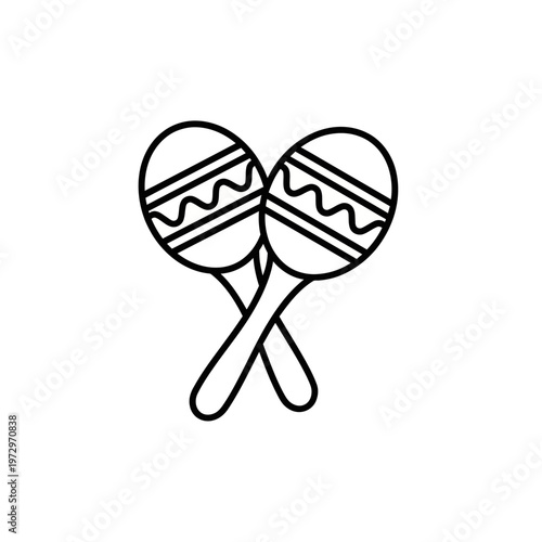 Pair of Maracas Simple Line Art Illustration