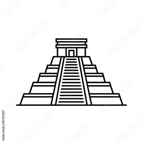 Aztec style pyramid temple vector illustration