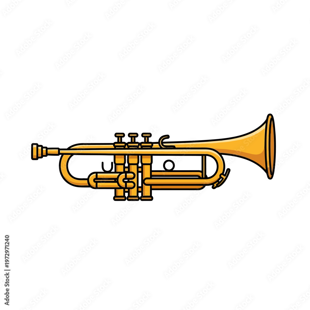 Fototapeta premium Flat Vector Mariachi Trumpet Icon
