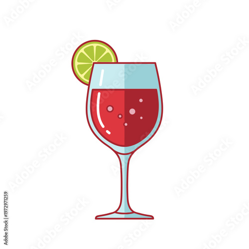 Wine glass with lime garnish vector illustration