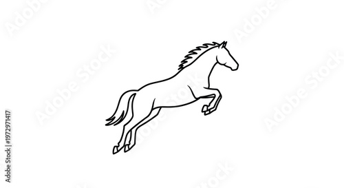 Line drawing of a horse in mid leap showcasing dynamic movement