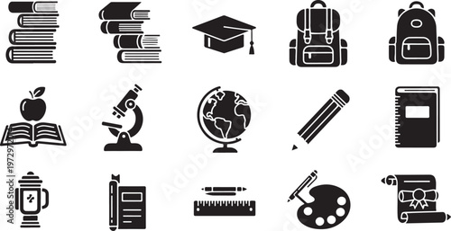 Education Icons and Symbols for Learning Materials