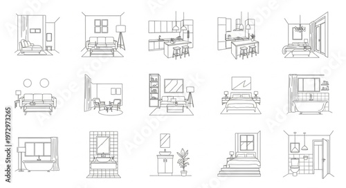 Sketched Interior Designs - A Collection of Minimalist Room Concepts.