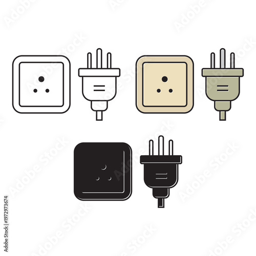 power plug type - d vector illustration in color