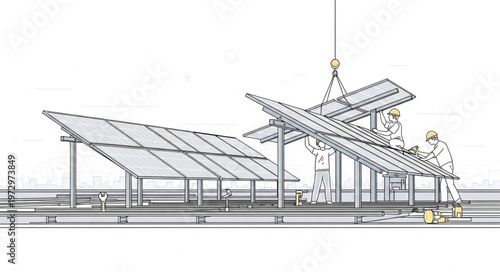 Solar Panel Installation - A Detailed Architectural Drawing.