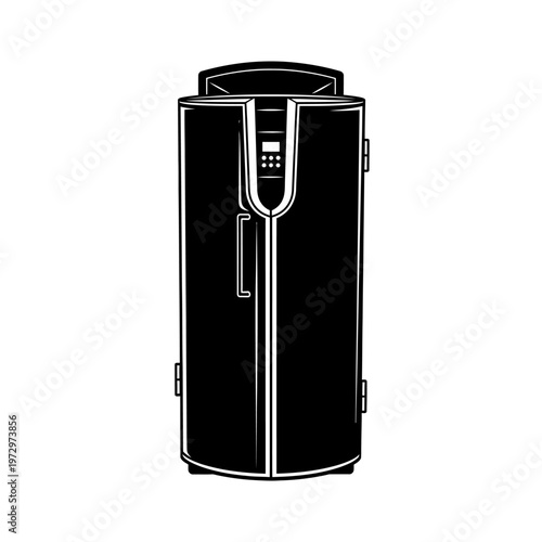 Cryotherapy Chamber Upright Cooling Pod Extreme Cold Muscle Recovery Vector Silhouette