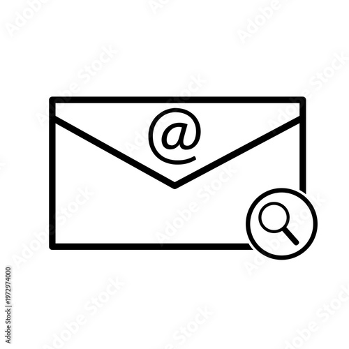 email search icon with envelope and magnifying glass for message discovery and inbox filter