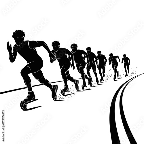 Adaptive Blade Runners Track Silhouette Depicting Paralympic Athletics