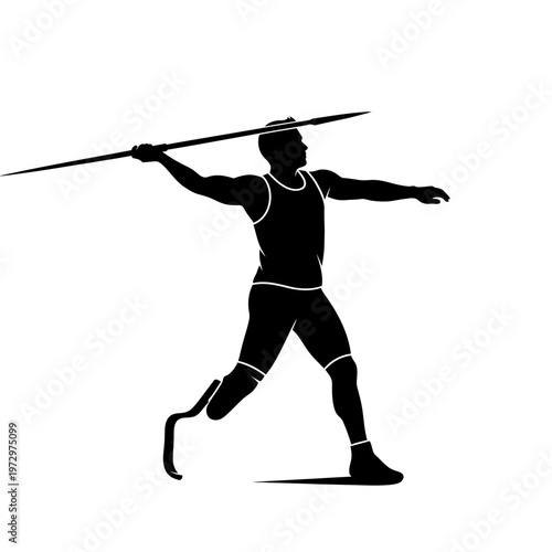 Adaptive Javelin Thrower Silhouette Depicting Paralympic Track and Field