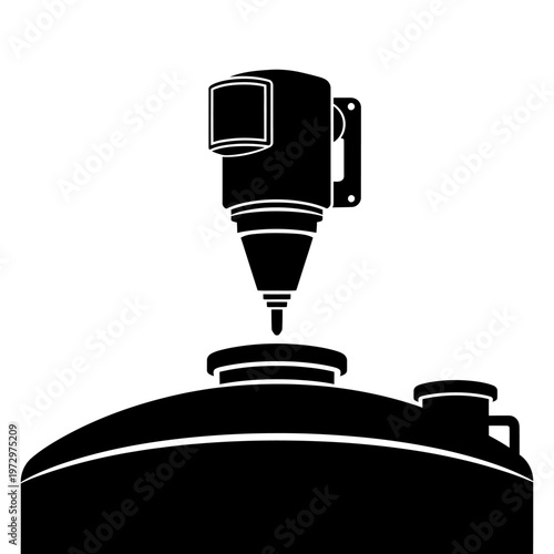 Liquid Level Ultrasonic Sensor Silhouette for Industrial Tank Monitoring