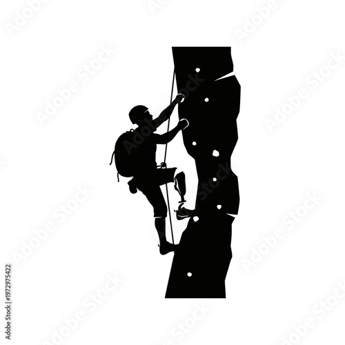 Adaptive Rock Climber Silhouette Illustrating Overcoming Obstacles