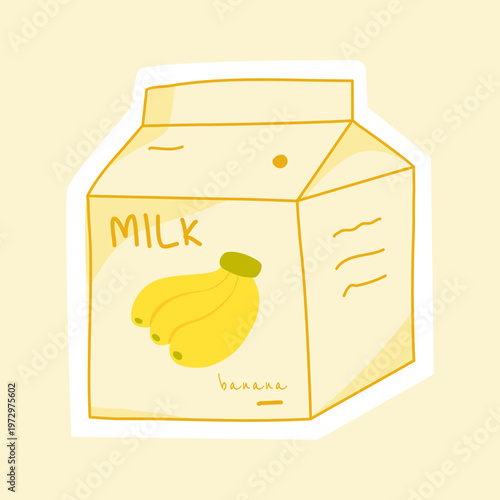 vector illustration of a banana milk carton
