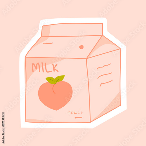 vector illustration of a peach milk carton