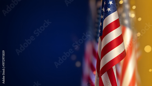Patriotic American Flag Display: A close-up showcases the iconic American flag, its red and white stripes and stars unfurling with pride, a symbol of freedom and unity.