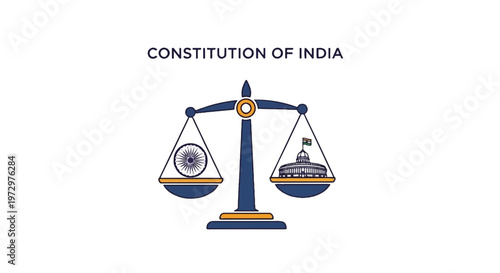 India Constitution, law and justice vector icon, balance scales symbol, government and legal rights concept