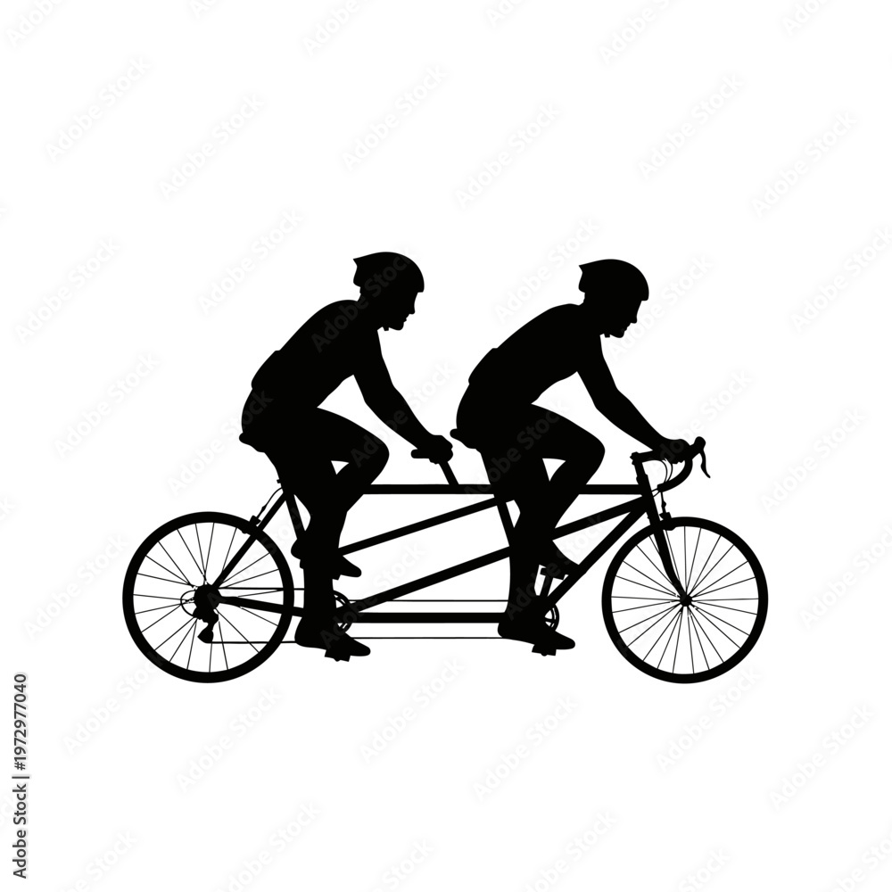 Fototapeta premium Tandem Cyclist Team Silhouette for Visually Impaired Adaptive Cycling