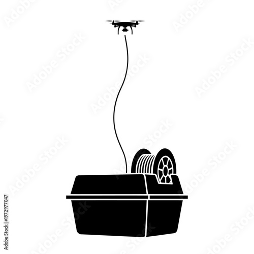 Tethered Drone Power Management Unit Silhouette for Aerial Operations