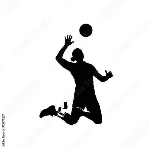 Volleyball Player Silhouette with Prosthetic Leg Jumping for Spike