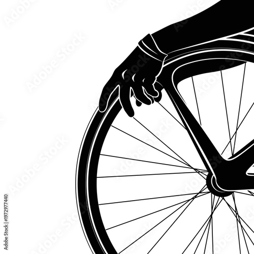Silhouette of a Wheelchair Athlete Hands on Racing Wheel, Close-Up Detail of Speed
