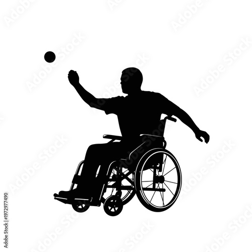 Silhouette of a Wheelchair Boccia Player Releasing Ball, Tactical Focus and Strategy