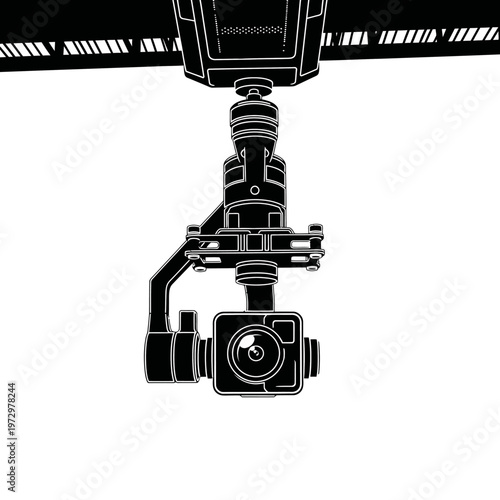 Silhouette of an Upward Facing Drone Camera Gimbal, Structural Underside Inspection