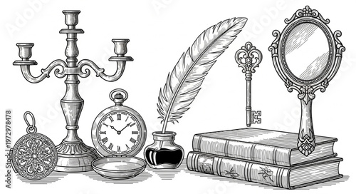 Vintage Still Life - Antique Objects and Decorative Elements.