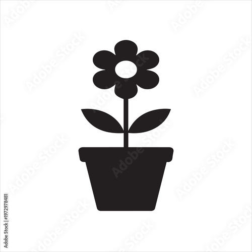 Minimalist Black Silhouette Flower Pot