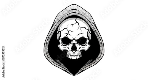 Grim Reaper Skull Hooded Cloak Emblem