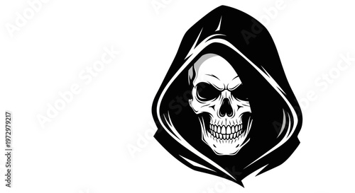 Grim Reaper Skull Hooded Cloak, Dark, Mysterious, Death Symbol
