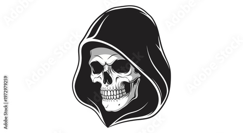 Grim Reaper Skull Hooded Figure, Dark Symbolism, Death Concept