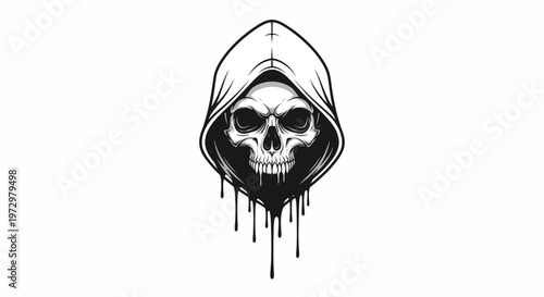 Grim Reaper Skull with Hoodie and Dripping Effect