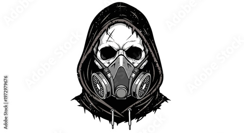 Skull in Gas Mask and Hoodie