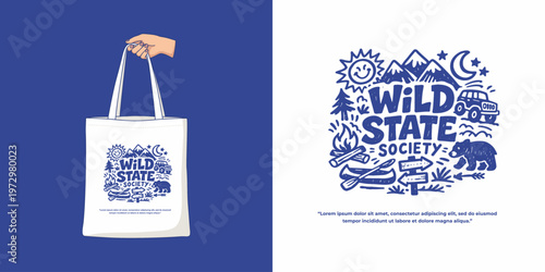 Foto Outdoor Adventure Graphic Design and Tote Bag Mockup