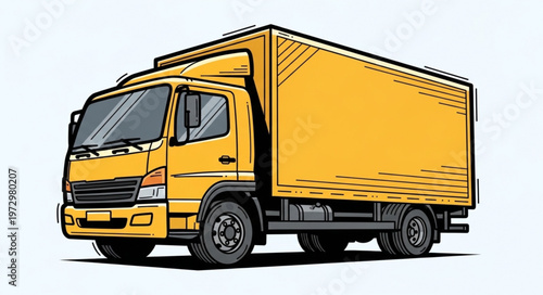 Yellow Delivery Truck Illustration for Commercial Transport.
