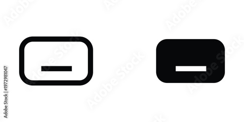 Black and white battery icons with minus sign on white background