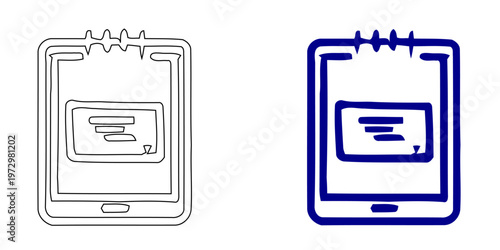 Minimalist Navy Blue Digital Tablet Vector Icon with Software Code Interface for Mobile App Development and Tech Design Concepts
