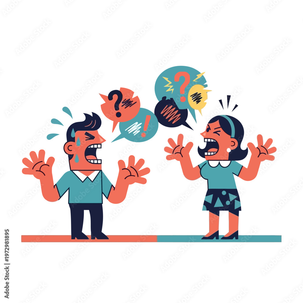 Fototapeta premium Angry Couple Arguing, Communication Breakdown, Conflict and Disagreement