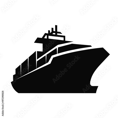 Black cruise ship, ferry boat, vector icon, transportation symbol, nautical logo