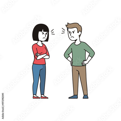 Angry Couple Arguing, Conflict, Disagreement, Frustration, Relationship Problems, Flat Design