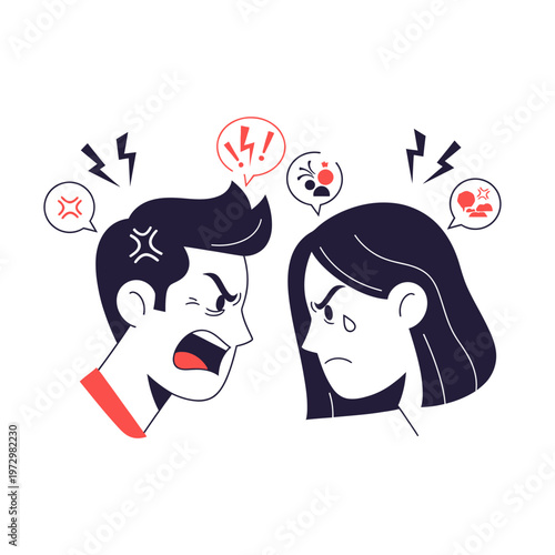 Angry Couple Arguing, Relationship Conflict, Emotional Stress, Communication Breakdown