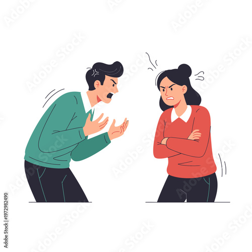 Angry Couple Arguing, Conflict and Disagreement illustration