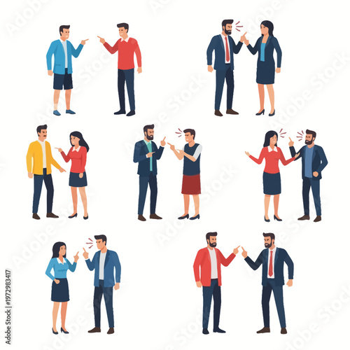 Business People Arguing and Disagreeing, Pointing Fingers, Conflict Resolution Concept