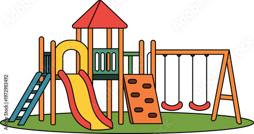 Playground Equipment with Swings and Slide icon